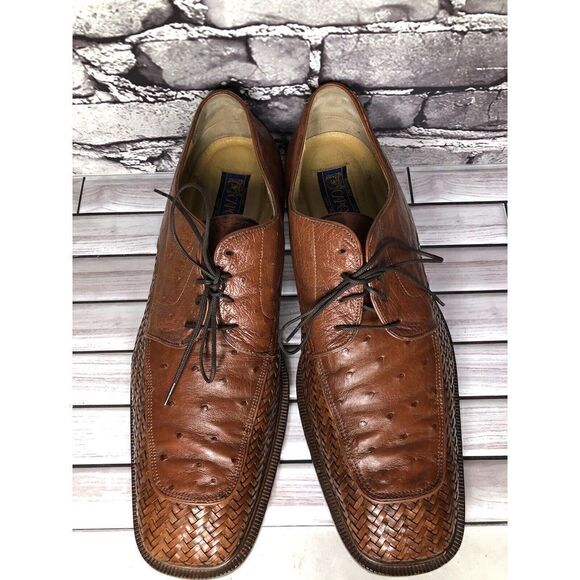 Caporicci Italy Vintage Almond Genuine Ostrich Woven Dress Shoes Men 13M US/46EU main image 12